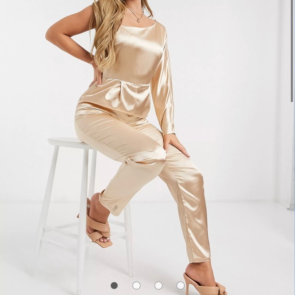 TFNC Pants & Jumpsuits Tfnc Bridesmaid Satin One Shoulder Jumpsuit